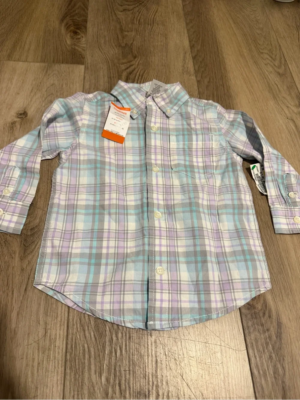Gymboree Boys Plaid Button-Down Shirt in Light Blue & Lavender